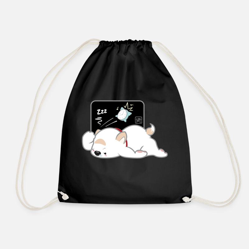 Dog Korean - Japanese Style 04 - Drawstring Bag - black