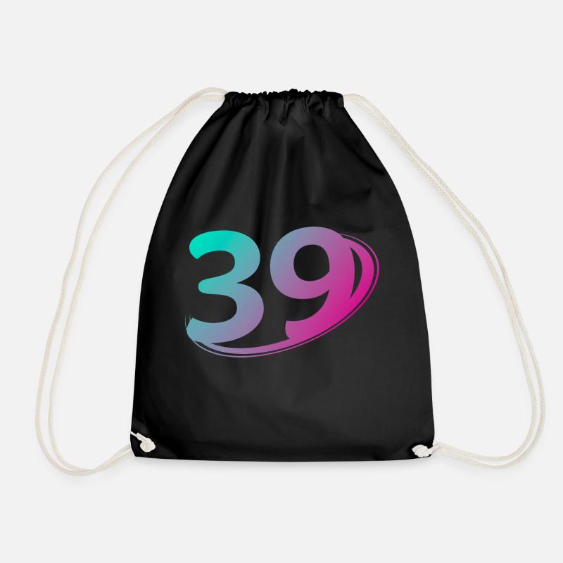 Number 39 multicolor - Drawstring Bag - black