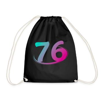 Nummer 76 mehrfarbig - Turnbeutel - Schwarz - Vorne
