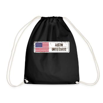 Austin United States Flag - Drawstring Bag - black - Front