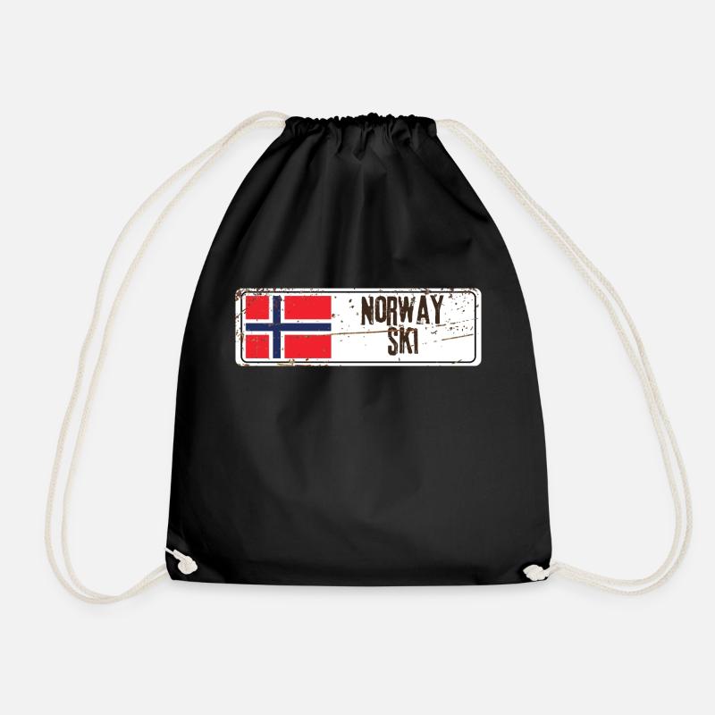 Ski Norway - Drawstring Bag - black