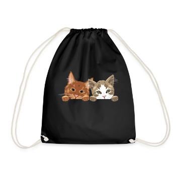 Niedliche zwei Katzen spähen - Turnbeutel - Schwarz - Vorne