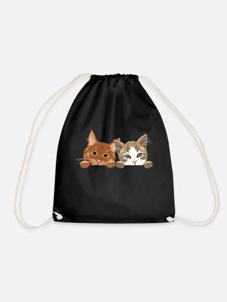 Niedliche zwei Katzen spähen - Turnbeutel - Schwarz