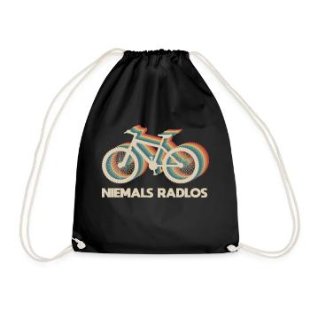 Niemals RadlosSpruch Fahrrad Retro - Turnbeutel - Schwarz - Vorne
