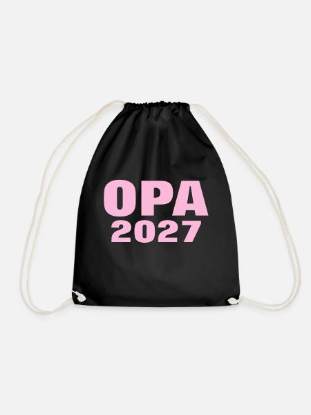 2027 Opa Enkel Enkelin Geburt baby Schwangerschaft - Turnbeutel - Schwarz