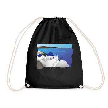 Santorini und seine blauen Dächer - Turnbeutel - Schwarz - Vorne