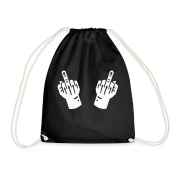 mittelfinger hand 2 - Turnbeutel - Schwarz - Vorne