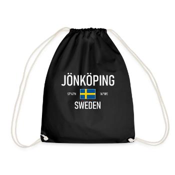 Jönköping - Suède - Sverige Coordonnées du drapeau - Sac de sport léger - noir - Devant