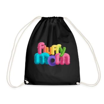 Fluffy Mom – Fluffy 3D Typography - Drawstring Bag - black - Front