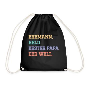 HUSBAND, HERO, BEST FATHER IN THE WORLD. - Drawstring Bag - black - Front