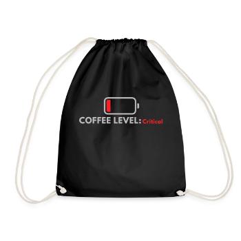 Coffee Level: Critical - Drawstring Bag - black - Front