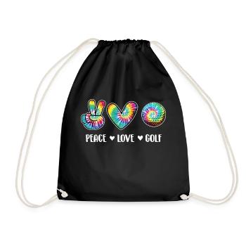 Peace Love Golf Design für entspannte Golfliebhaber - Turnbeutel - Schwarz - Vorne