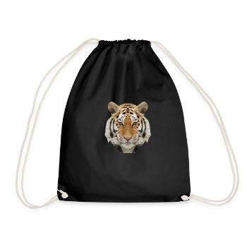 Low Poly Tiger - Turnbeutel - Schwarz - Vorne