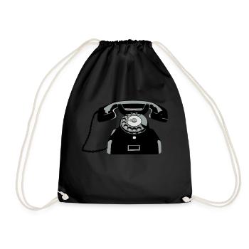 Oldschool Telefon - Turnbeutel - Schwarz - Vorne
