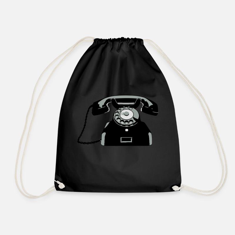 Oldschool Telefon - Turnbeutel - Schwarz