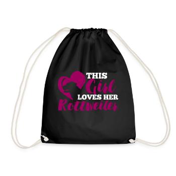 Hund / Rottweiler: This Girl Loves Her Rottweiler - Turnbeutel - Schwarz - Vorne