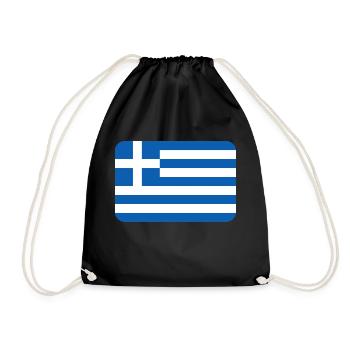 GREECE FLAG round corner 400 dpi - Drawstring Bag - black - Front