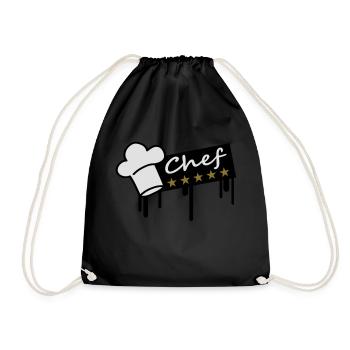 5_stars_chef_grafitti_rectangle - Drawstring Bag - black - Front