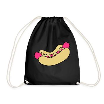 hot dog - Drawstring Bag - black - Front