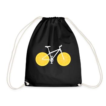Fruit Bicycle Lemon Lime Orange / Gift - Drawstring Bag - black - Front