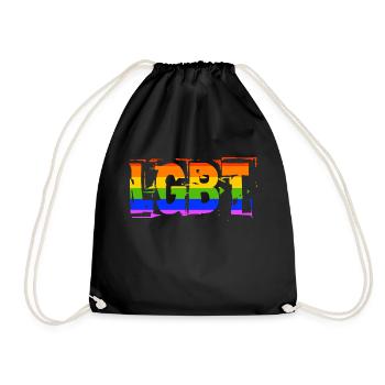 LGBT Schwul Gay Pride Regenbogen - Turnbeutel - Schwarz - Vorne