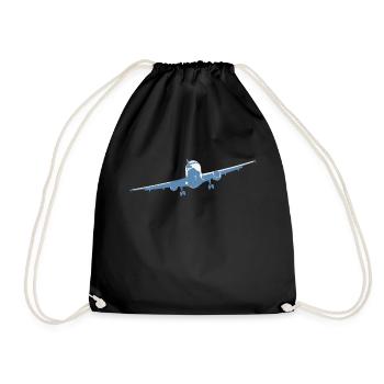 Flugzeug - Turnbeutel - Schwarz - Vorne