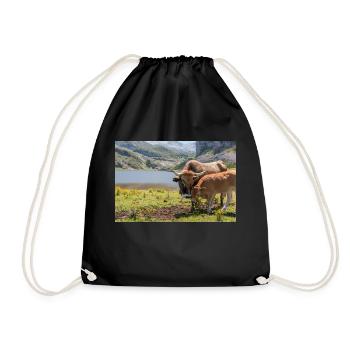Cow with calf in the mountains of Asturias - Drawstring Bag - black - Front