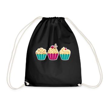 Cupcake - Muffin - Donut - Ice cream - chocolate - - Drawstring Bag - black - Front