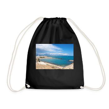 Beach in Antibes Côte d'Azur France Poster - Drawstring Bag - black - Front