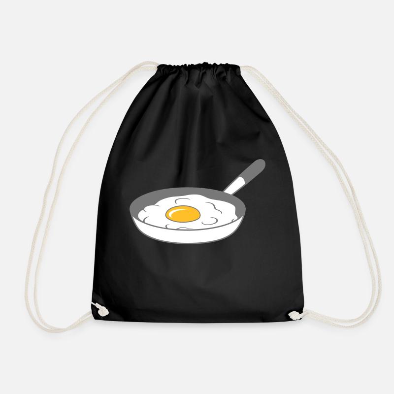 bratpfanne spiegelei kochen braten essen ei eigelb - Turnbeutel - Schwarz