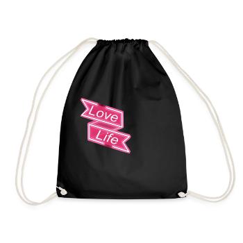 Love Life good mood shirt - Drawstring Bag - black - Front