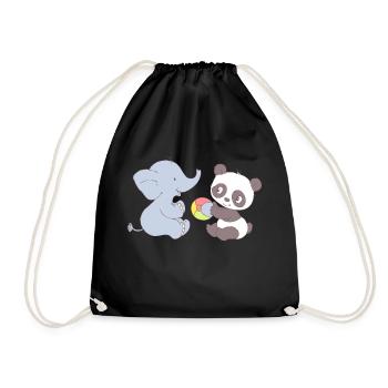 Elephant and Panda playing with ball - Sac de sport léger - noir - Devant