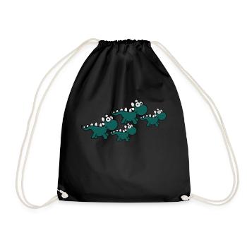 Dino family 2 Kids mom dad parents sweet - Drawstring Bag - black - Front