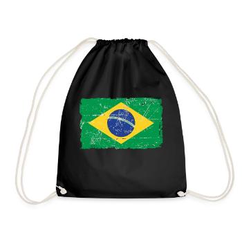 Brazil Vintage Flag - Drawstring Bag - black - Front