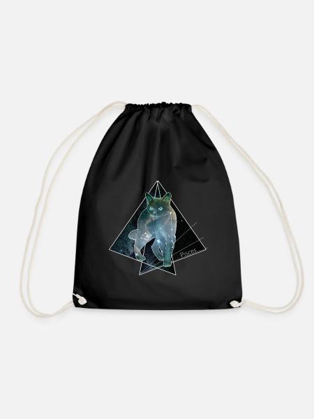 Sternzeichen Fische Geschenk Pisces Katze - Turnbeutel - Schwarz