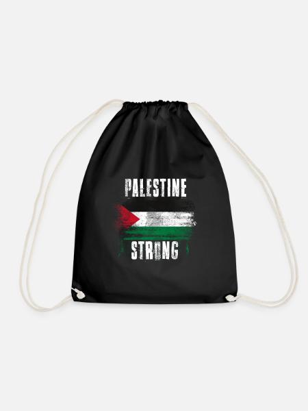 Bandera palestina pintada fuerte apenada - Mochila saco - negro