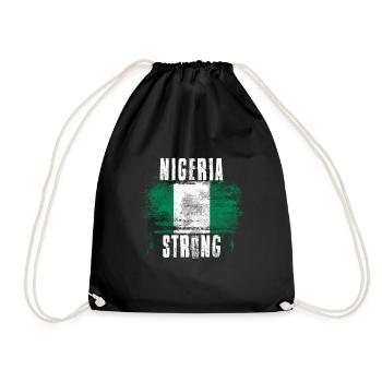Nigeria Strong Distressed Graffiti Flag - Drawstring Bag - black - Front