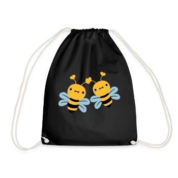 2 friends team couple cute little ones - Drawstring Bag - black - Front