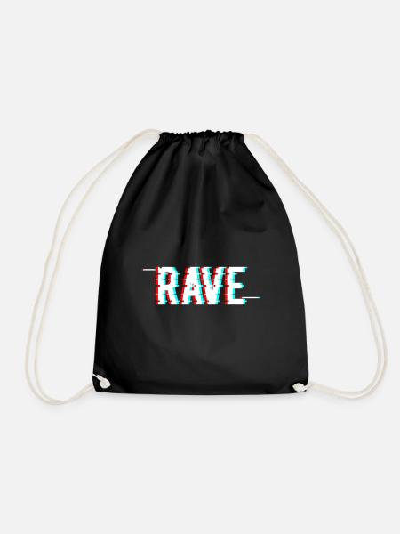 Rave Glitch Hardstyle Festival EDM Techno - Drawstring Bag - black