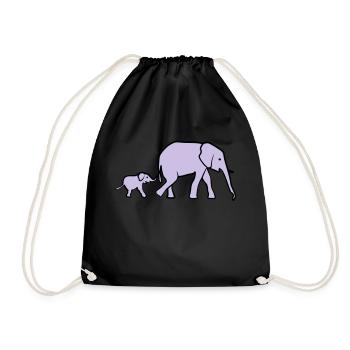 Elefant, Elefanten - Turnbeutel - Schwarz - Vorne