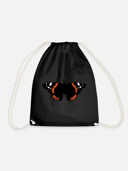 Schmetterling (Falter, Admiral, Vanessa Atalanta) - Turnbeutel - Schwarz