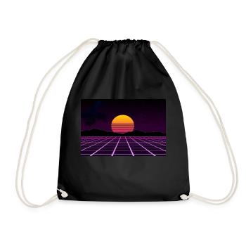 Retrowave Sunset - Drawstring Bag - black - Front