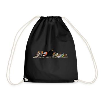 Birds garden birds songbirds cuddling bird motif - Drawstring Bag - black - Front