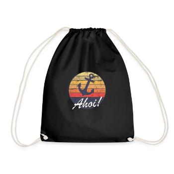 Sunset ahoy! Logo beach sunset - Drawstring Bag - black - Front