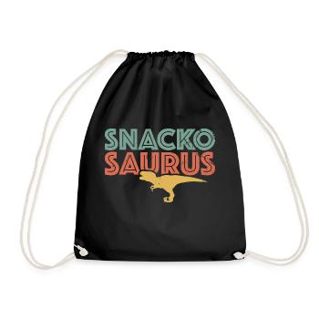 snackosaurus dinosaur lizard snack youth word - Drawstring Bag - black - Front