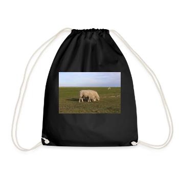 Grazing sheep on the North Sea island of Pellworm - Drawstring Bag - black - Front