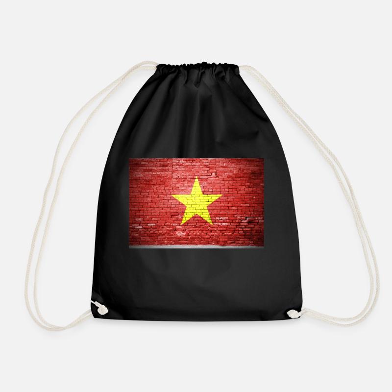 Vietnam Vietnamese Flag Graffiti on Brick Wall - Turnbeutel - Schwarz