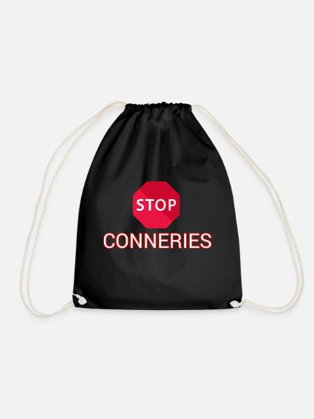 STOP CONNERIES humor - Drawstring Bag - black