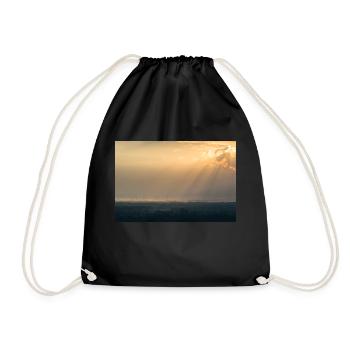 Sunset energy transition wind turbines sky photo - Drawstring Bag - black - Front