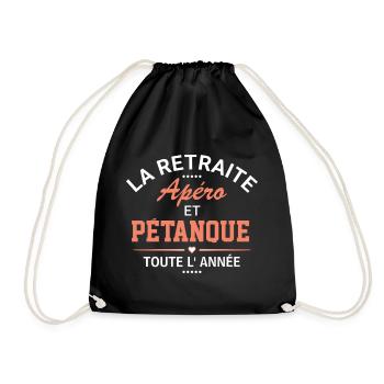 La retraite apéro et pétanque cadeau retraite - Sac de sport léger - noir - Devant